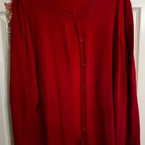 Red long sleeve cardigan, size 26/28.